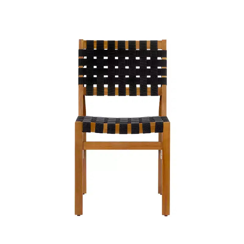 Christopher Knight Home Ratchanon Modern 7 Piece Acacia Wood Patio Side Chairs with PE Woven Rope and Slatted Table