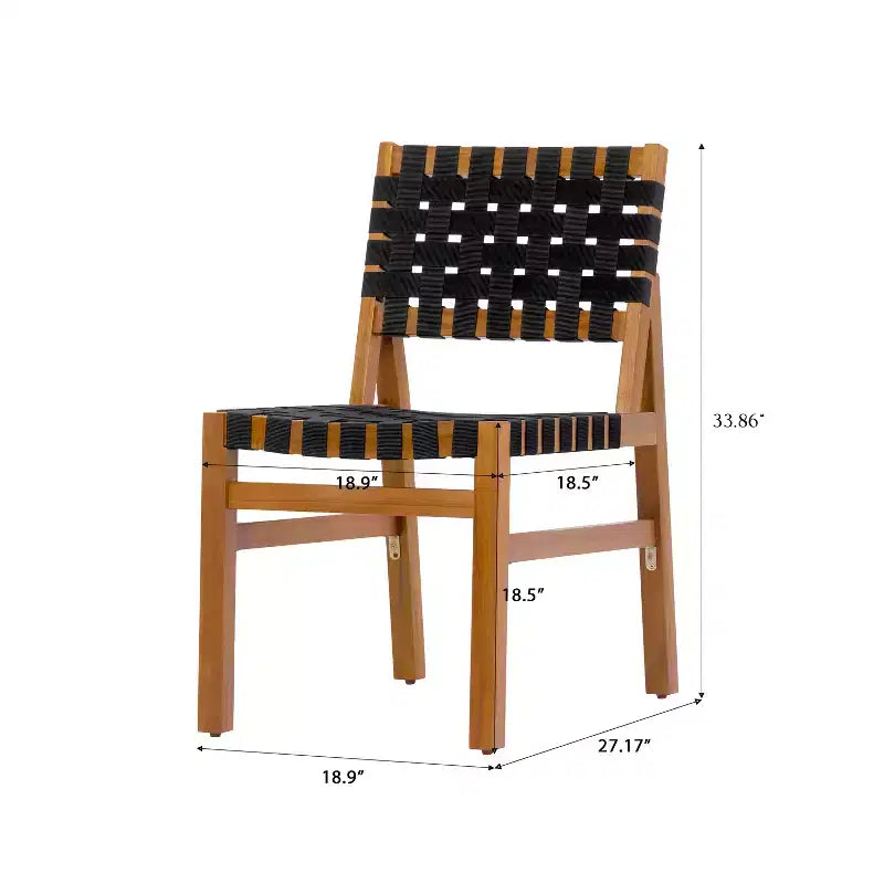 Christopher Knight Home Ratchanon Modern 7 Piece Acacia Wood Patio Side Chairs with PE Woven Rope and Slatted Table