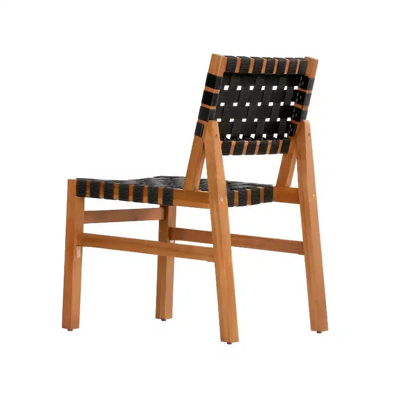 Christopher Knight Home Ratchanon Modern 7 Piece Acacia Wood Patio Side Chairs with PE Woven Rope and Slatted Table