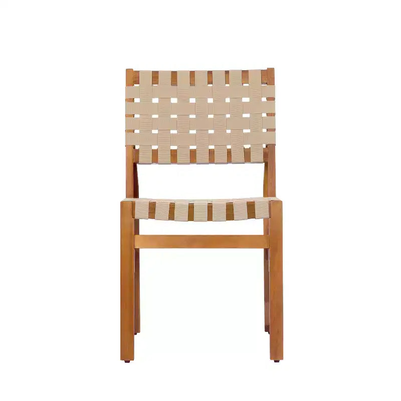 Christopher Knight Home Ratchanon Modern 7 Piece Acacia Wood Patio Side Chairs with PE Woven Rope and Slatted Table