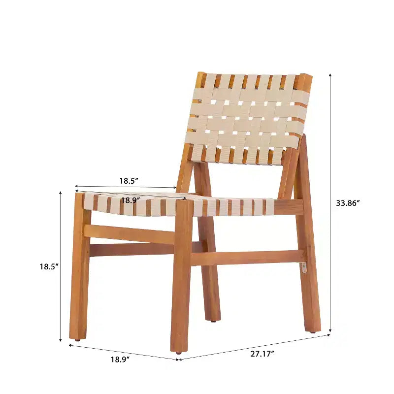 Christopher Knight Home Ratchanon Modern 7 Piece Acacia Wood Patio Side Chairs with PE Woven Rope and Slatted Table