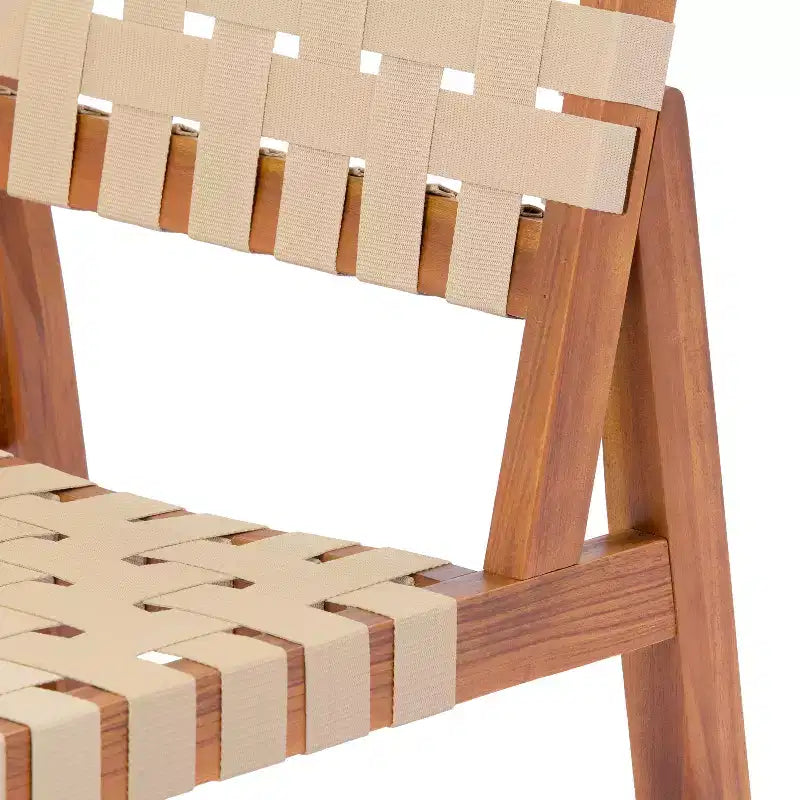 Christopher Knight Home Ratchanon Modern 7 Piece Acacia Wood Patio Side Chairs with PE Woven Rope and Slatted Table