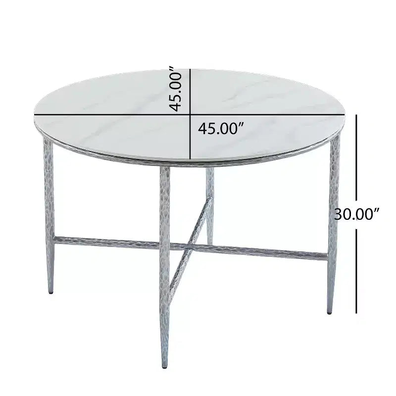 Christopher Knight Home Valeska 5 Piece Industrial Luxe Hand-Forged Sintered Stone Dining Table with Upholstered Dining Chairs