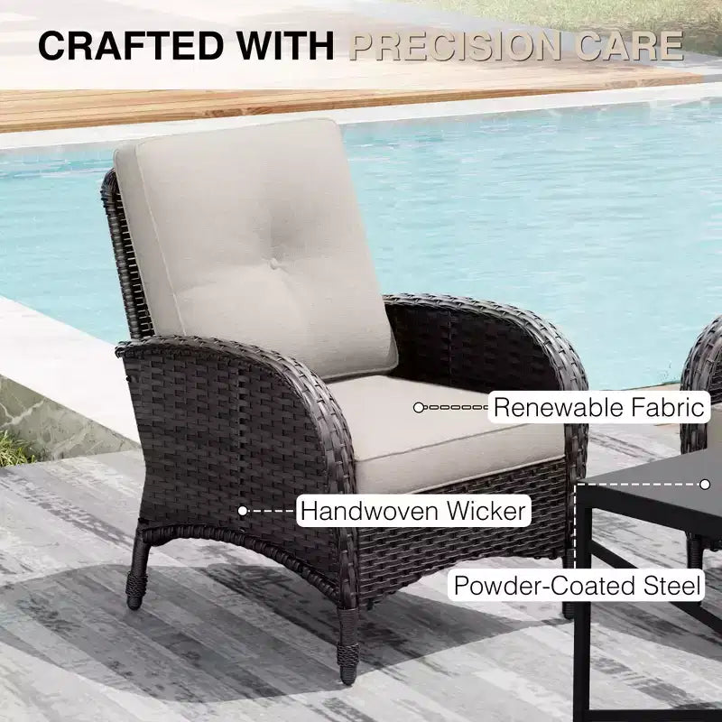 UPTIOT Premium Outdoor Patio Set with Coffee Table & High-Density Cushions for Garden Relaxation