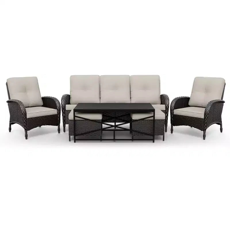 UPTIOT Premium Outdoor Patio Set with Coffee Table & High-Density Cushions for Garden Relaxation