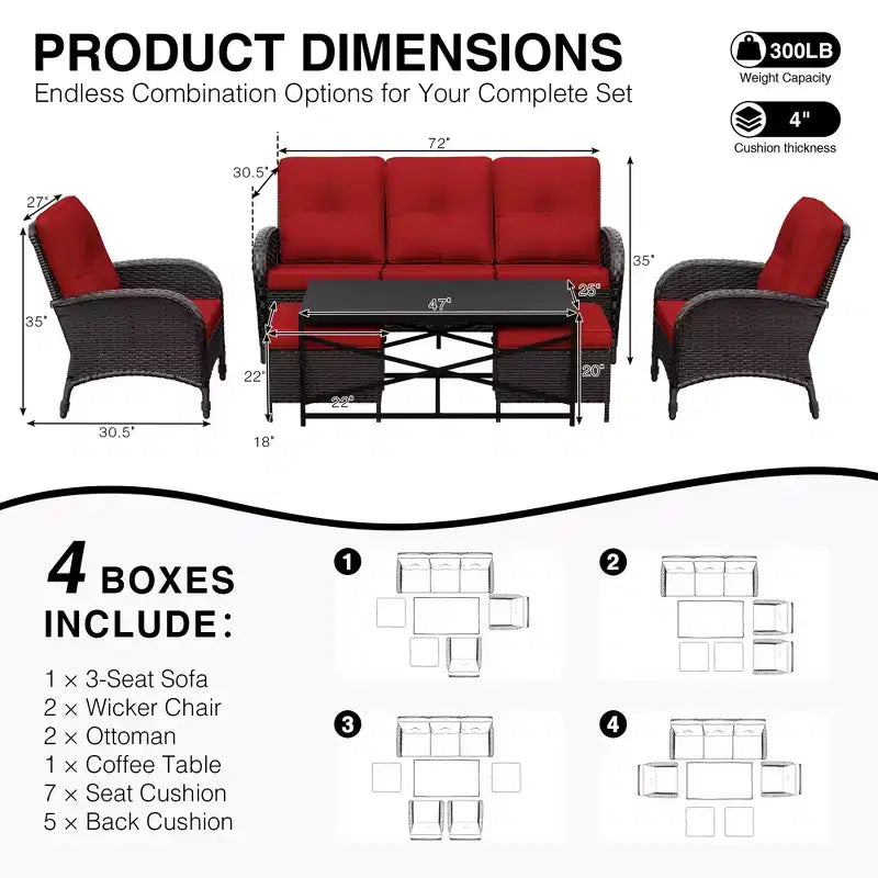 UPTIOT Premium Outdoor Patio Set with Coffee Table & High-Density Cushions for Garden Relaxation
