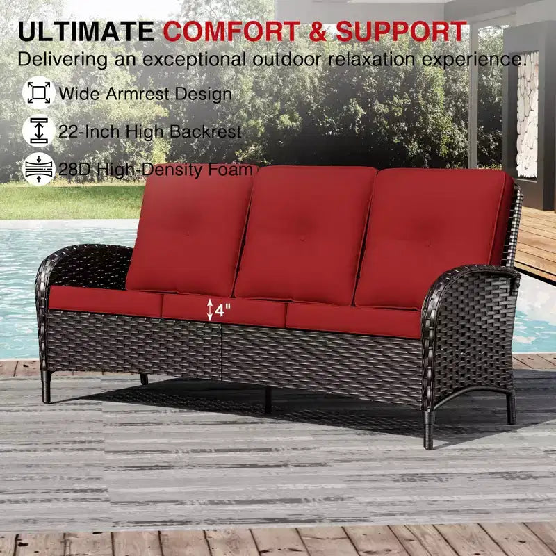 UPTIOT Premium Outdoor Patio Set with Coffee Table & High-Density Cushions for Garden Relaxation