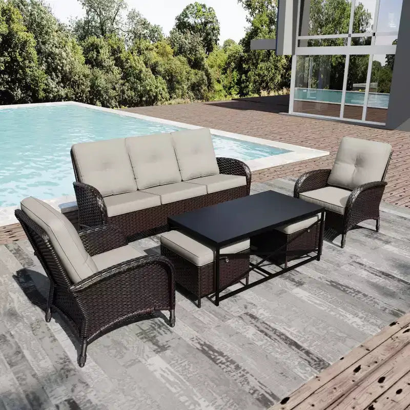 UPTIOT Premium Outdoor Patio Set with Coffee Table & High-Density Cushions for Garden Relaxation
