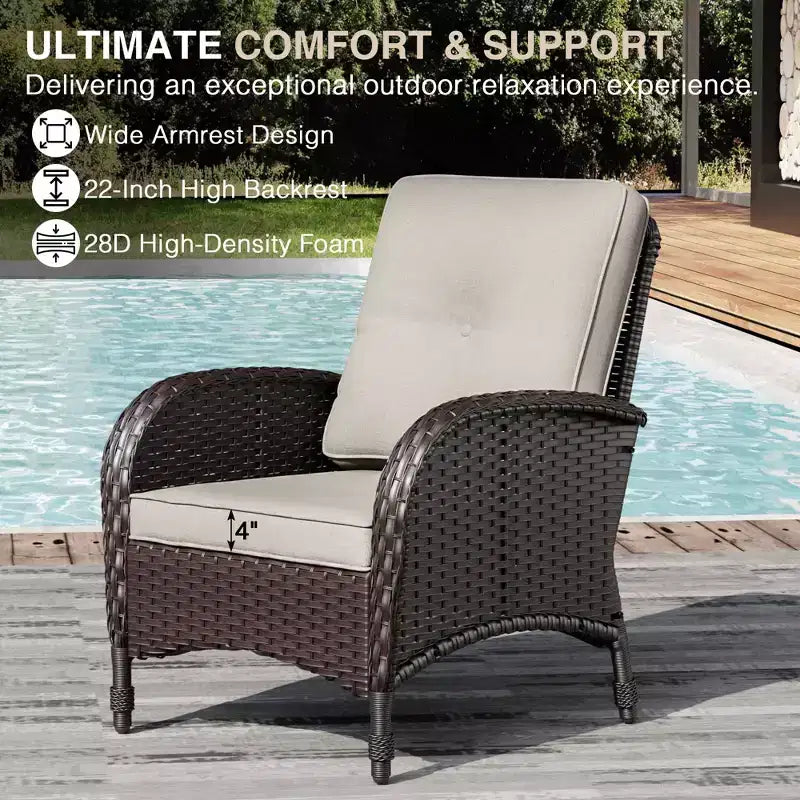 UPTIOT Premium Outdoor Patio Set with Coffee Table & High-Density Cushions for Garden Relaxation