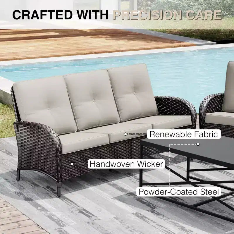 UPTIOT Premium Outdoor Patio Set with Coffee Table & High-Density Cushions for Garden Relaxation