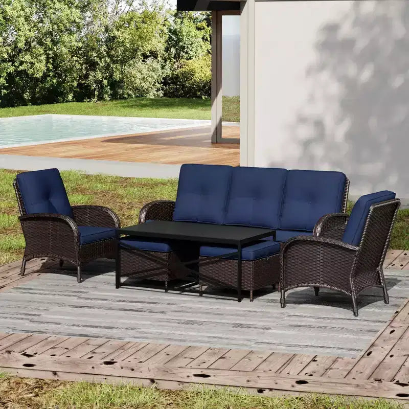 UPTIOT Premium Outdoor Patio Set with Coffee Table & High-Density Cushions for Garden Relaxation