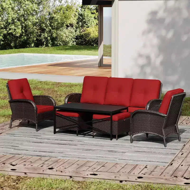 UPTIOT Premium Outdoor Patio Set with Coffee Table & High-Density Cushions for Garden Relaxation
