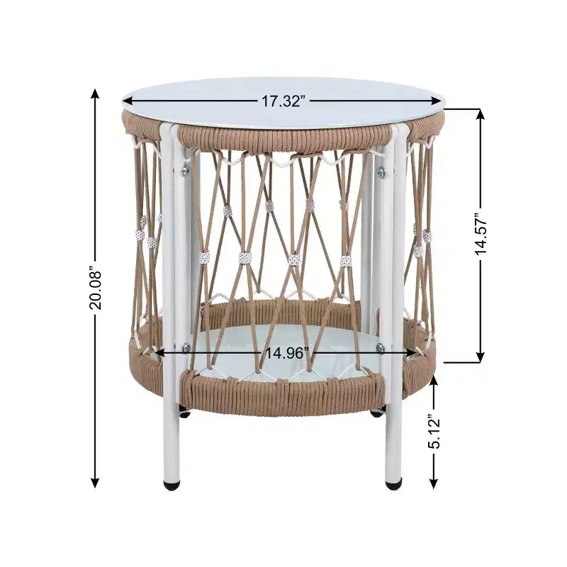3-PCS Boho Patio Furniture Set with 2 Lounge Chairs & Glass Top Side Table, Outdoor Conversation Set for Backyard or Poolside-Panipeachy