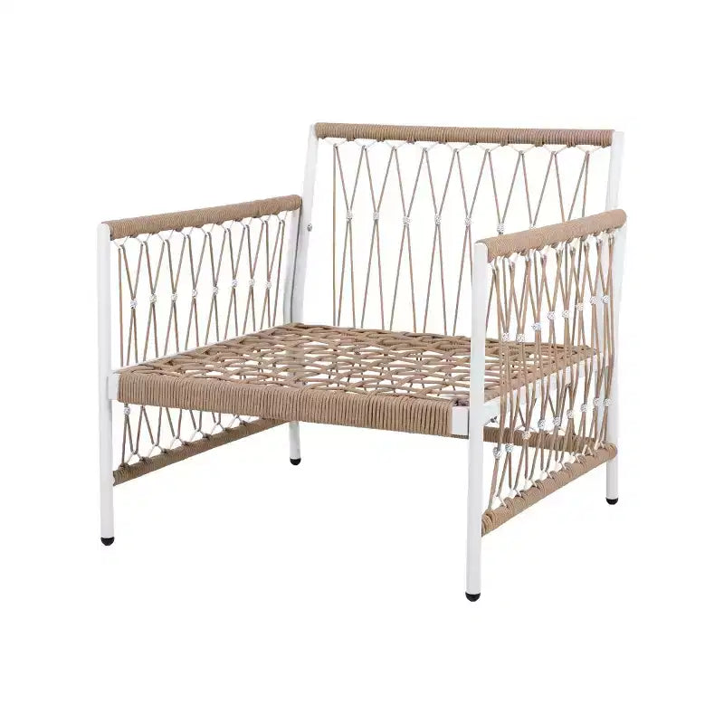 3-PCS Boho Patio Furniture Set with 2 Lounge Chairs & Glass Top Side Table, Outdoor Conversation Set for Backyard or Poolside-Panipeachy