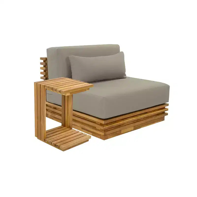 Christopher Knight Home Weston Patio Modern Acacia Wood Club Chair and Side Table 2-Piece Chat Set with Cushions