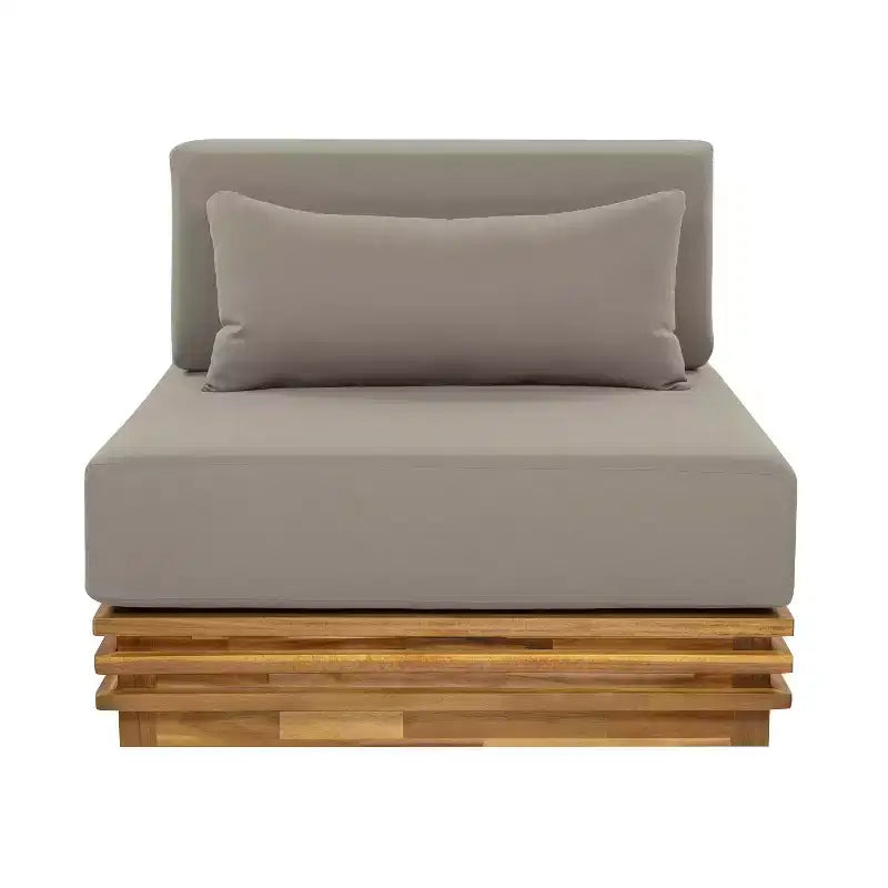 Christopher Knight Home Weston Patio Modern Acacia Wood Club Chair and Side Table 2-Piece Chat Set with Cushions