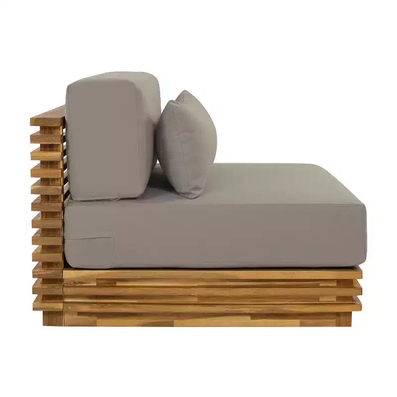 Christopher Knight Home Weston Patio Modern Acacia Wood Club Chair and Side Table 2-Piece Chat Set with Cushions