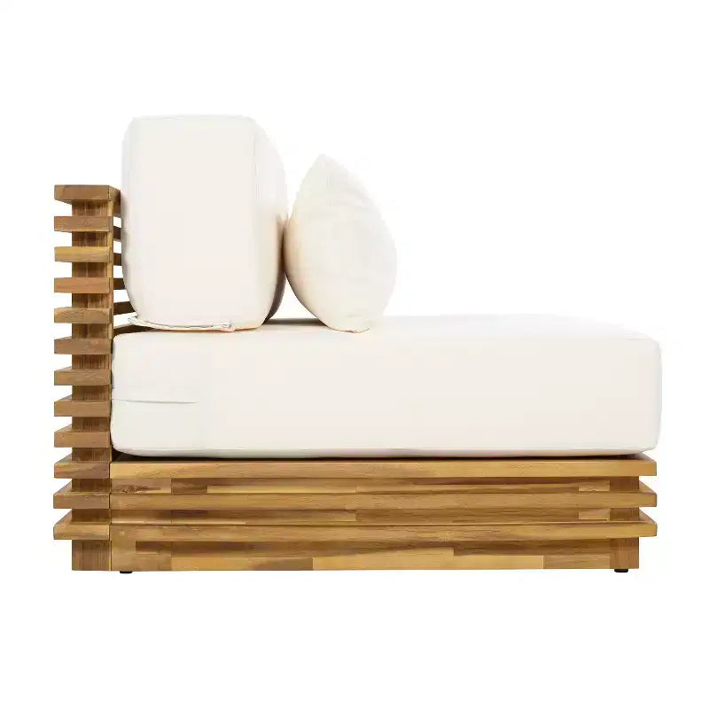 Christopher Knight Home Weston Patio Modern Acacia Wood Club Chair and Side Table 2-Piece Chat Set with Cushions