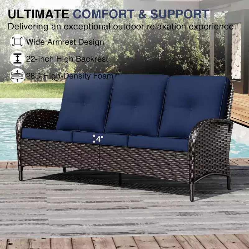 UPTIOT 6-Piece Outdoor Patio Set with Fire Pit Table, Two 3-Seat Sofas, Swivel Chairs & Side Table for Large Gatherings
