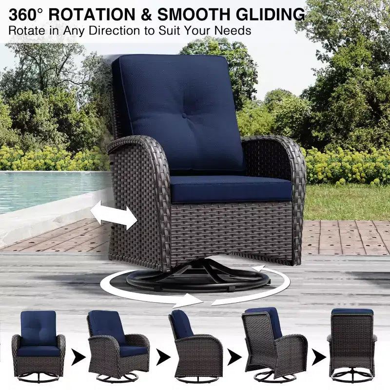 UPTIOT 6-Piece Outdoor Patio Set with Fire Pit Table, Two 3-Seat Sofas, Swivel Chairs & Side Table for Large Gatherings