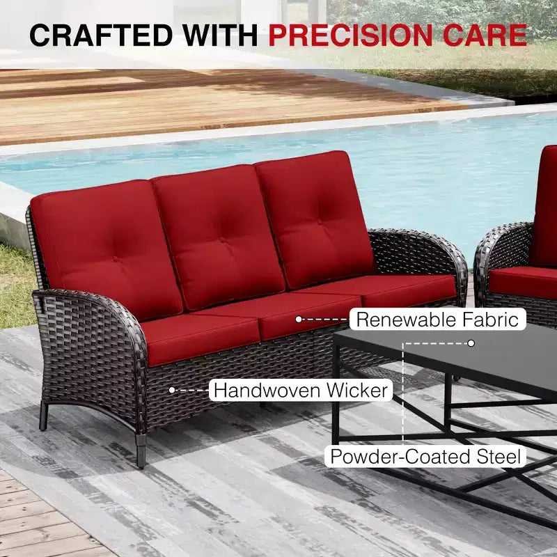 UPTIOT 6-Piece Outdoor Patio Set with Fire Pit Table, Two 3-Seat Sofas, Swivel Chairs & Side Table for Large Gatherings