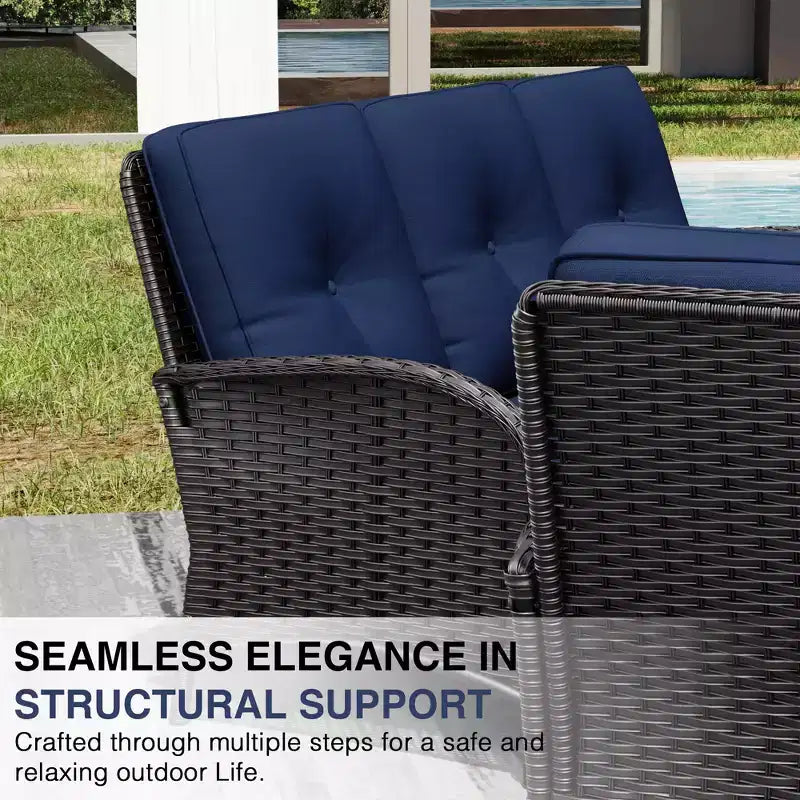 UPTIOT 8-Piece Outdoor Patio Set with 3-Seat Sofa, Swivel Chairs, Wicker Chairs, Ottomans & Side Table for Ultimate Comfort