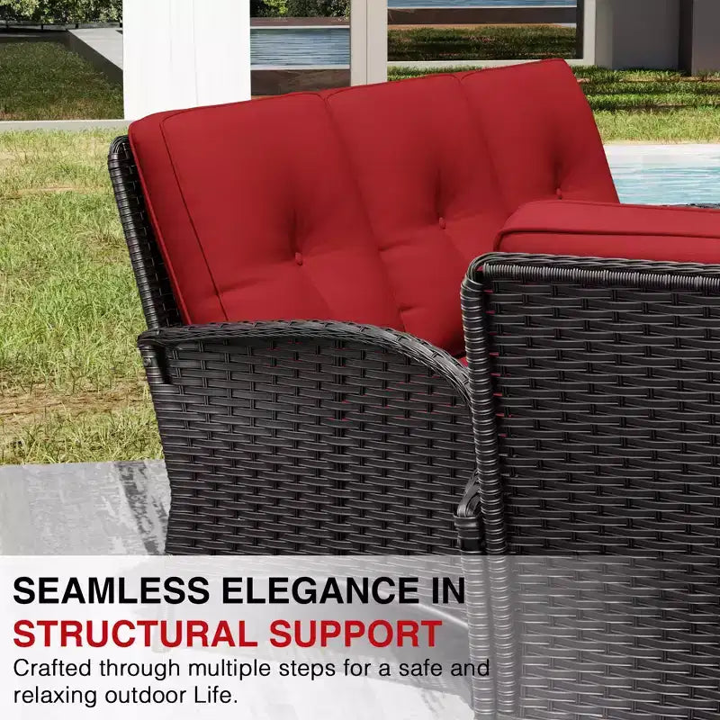 UPTIOT 8-Piece Outdoor Patio Set with 3-Seat Sofa, Swivel Chairs, Wicker Chairs, Ottomans & Side Table for Ultimate Comfort