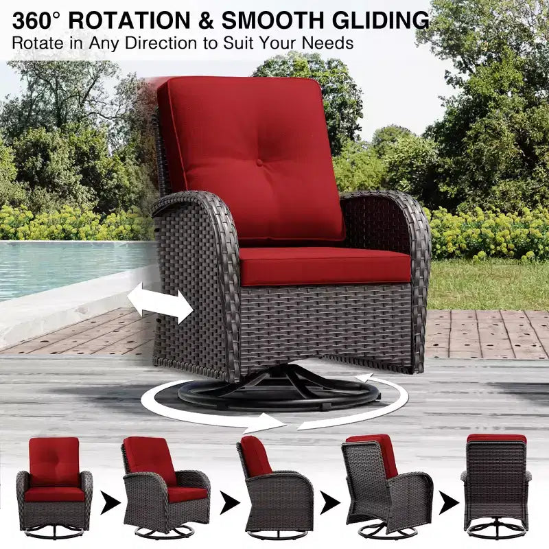 UPTIOT 8-Piece Outdoor Patio Set with 3-Seat Sofa, Swivel Chairs, Wicker Chairs, Ottomans & Side Table for Ultimate Comfort