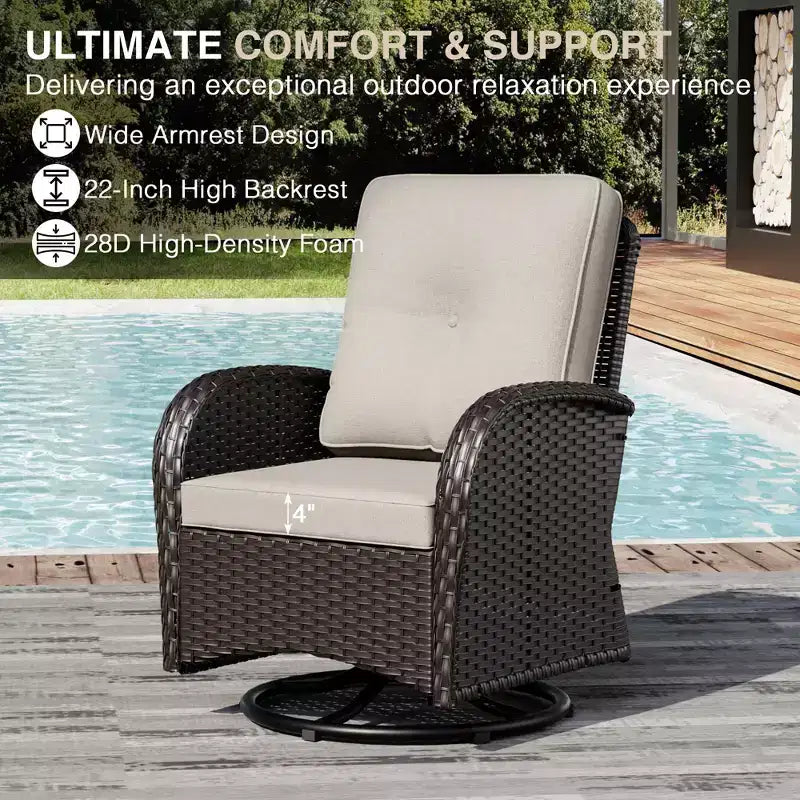 UPTIOT 8-Piece Outdoor Patio Set with 3-Seat Sofa, Swivel Chairs, Wicker Chairs, Ottomans & Side Table for Ultimate Comfort