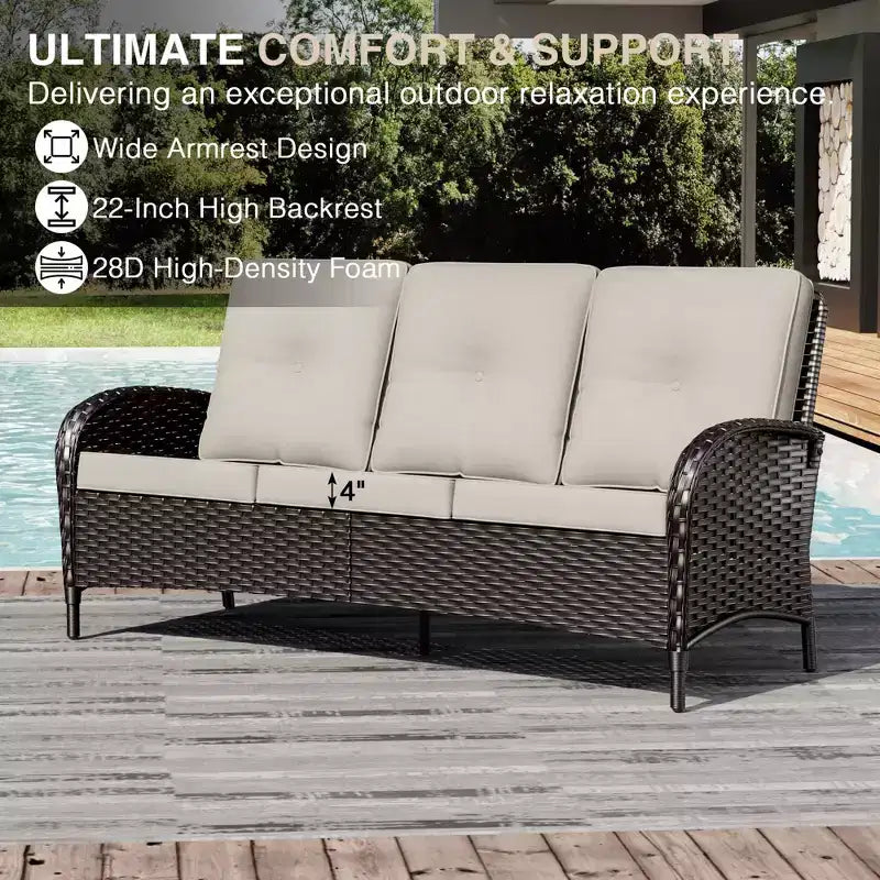 UPTIOT 8-Piece Outdoor Patio Set with 3-Seat Sofa, Swivel Chairs, Wicker Chairs, Ottomans & Side Table for Ultimate Comfort