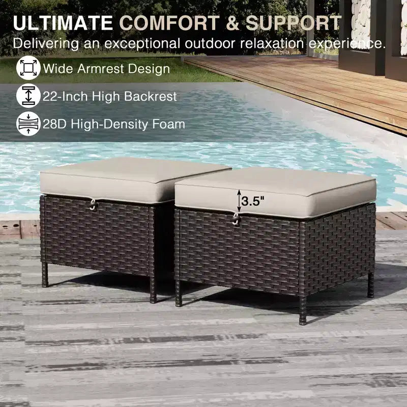UPTIOT 8-Piece Outdoor Patio Set with 3-Seat Sofa, Swivel Chairs, Wicker Chairs, Ottomans & Side Table for Ultimate Comfort