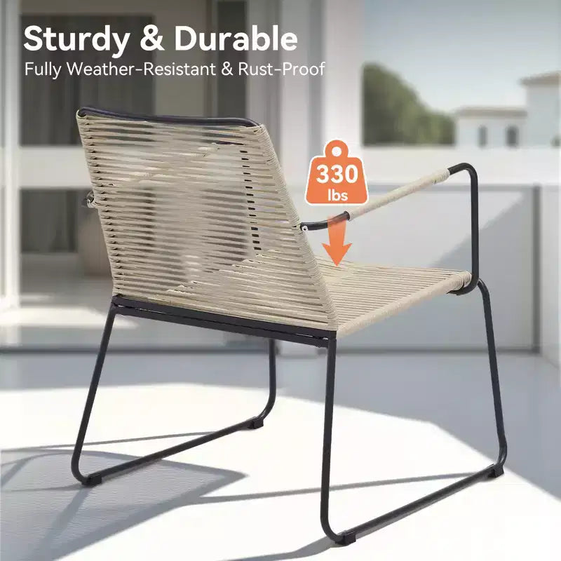 GDFStudio Adelle 5-Piece Outdoor Conversation Chat Set with Armchairs, Ottomans and Side Table
