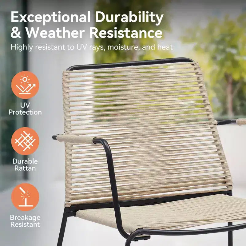 GDFStudio Adelle 5-Piece Outdoor Conversation Chat Set with Armchairs, Ottomans and Side Table
