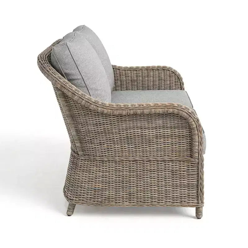 Martha Stewart All-Weather Rattan Wicker Patio Sofa, 2 Chairs,Coffee Table - Weathered Gray