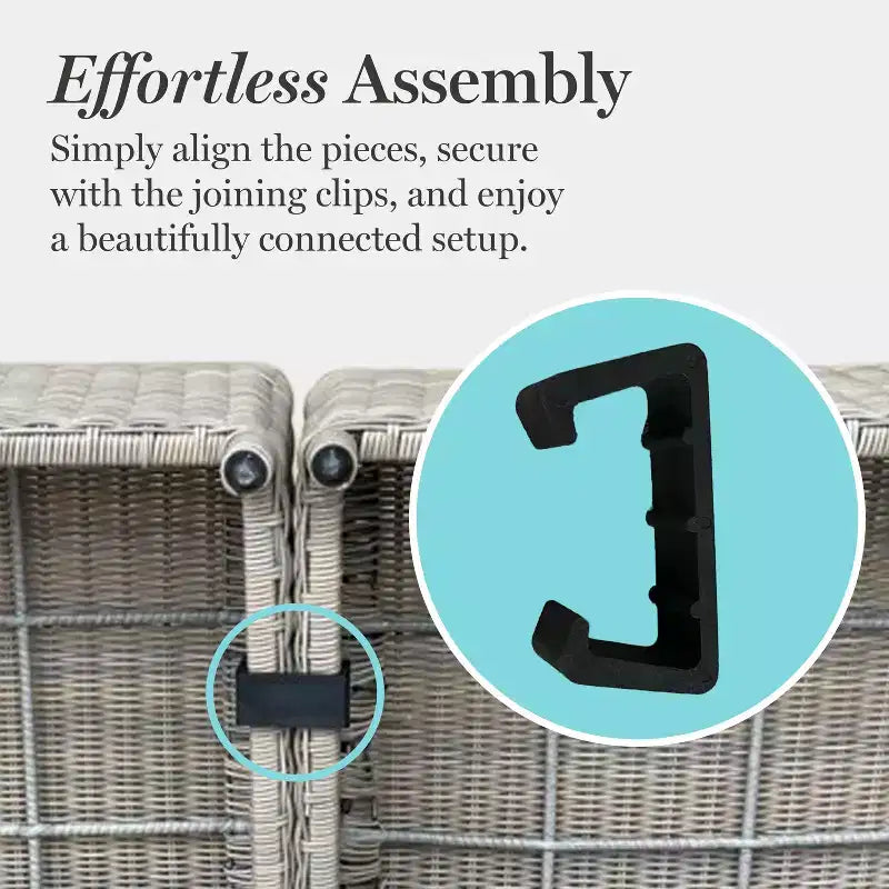 Martha Stewart All-Weather Rattan Wicker Patio Sofa, 2 Chairs,Coffee Table - Weathered Gray