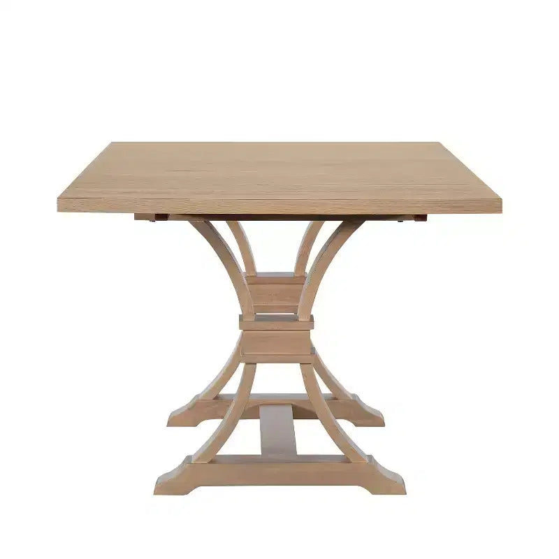 Christopher Knight Home Elowen 7-Piece Farmhouse Expandable Rubberwood Dining Set with Rattan Fabric Upholstered Chairs