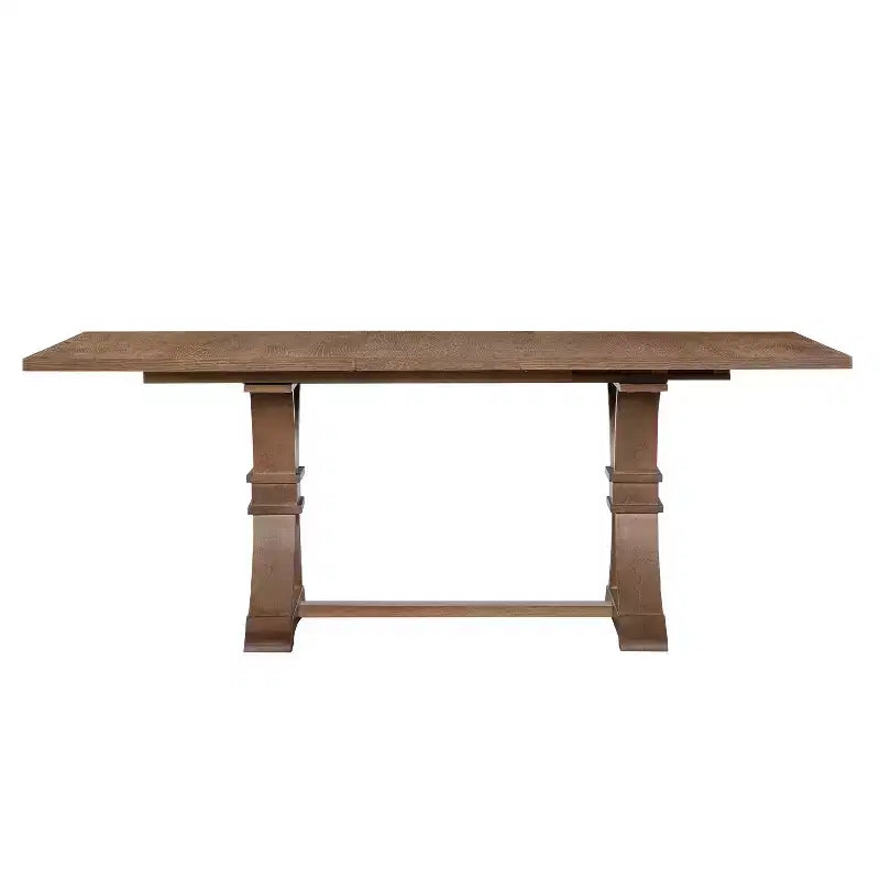 Christopher Knight Home Elowen 7-Piece Farmhouse Expandable Rubberwood Dining Set with Rattan Fabric Upholstered Chairs