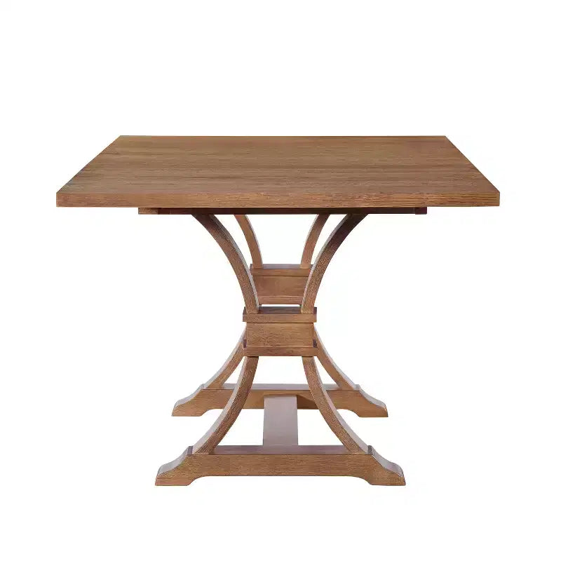 Christopher Knight Home Elowen 7-Piece Farmhouse Expandable Rubberwood Dining Set with Rattan Fabric Upholstered Chairs