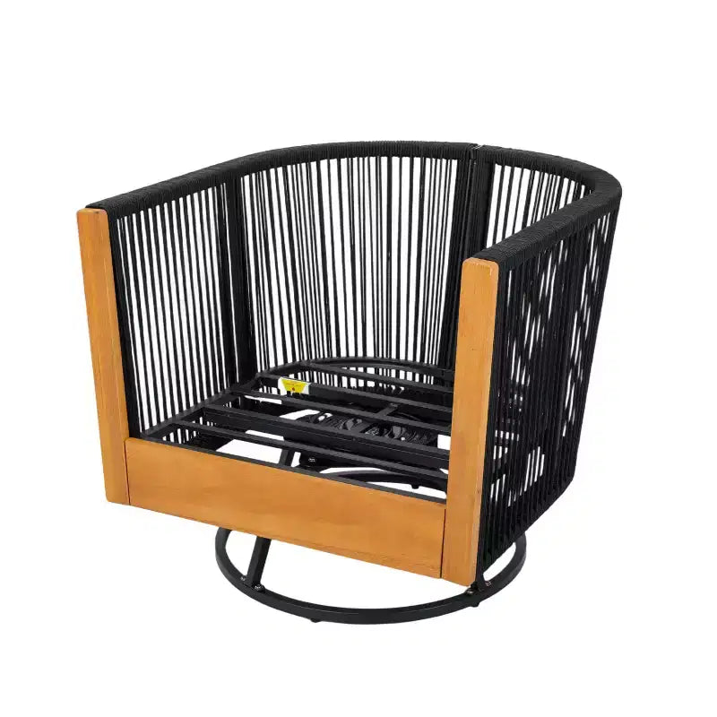 Christopher Knight Home Suriya Modern Acacia Patio Swivel Chairs with Rope Design and Metal Table Set