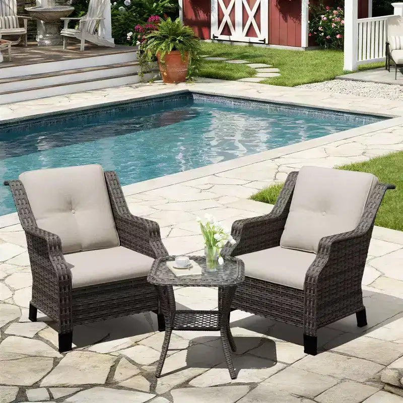 UPTIOT Premium Outdoor Lounge Set with Rotating Chairs and Coffee Table