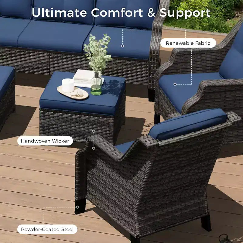 UPTIOT Premium Outdoor Lounge Set with Rotating Chairs and Coffee Table