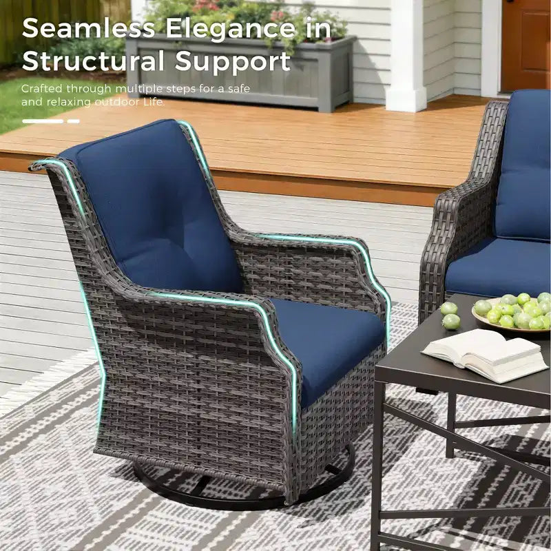 UPTIOT Premium Outdoor Lounge Set with Rotating Chairs and Coffee Table