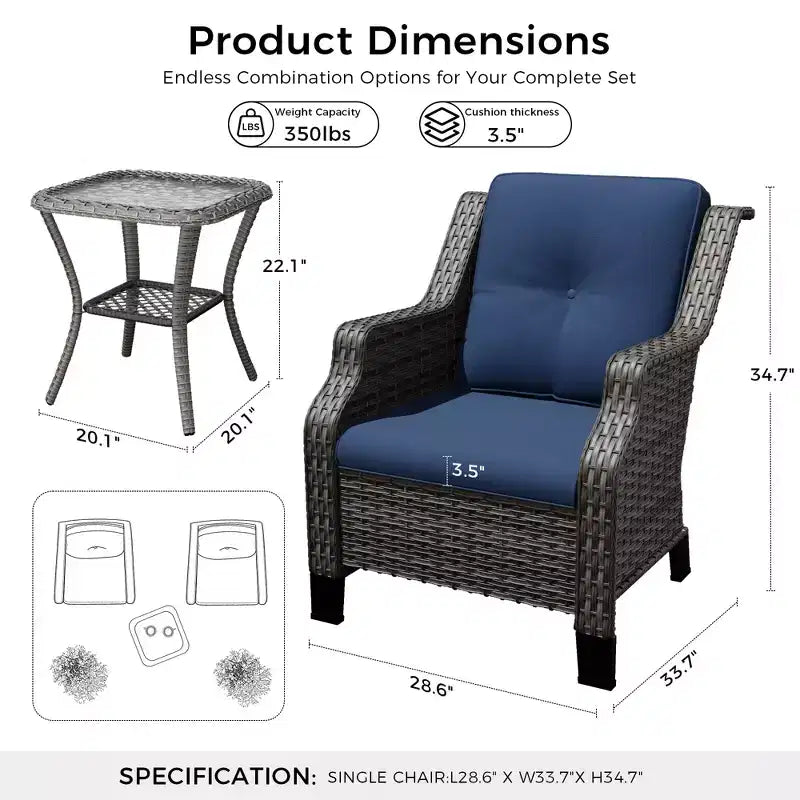 UPTIOT Premium Outdoor Lounge Set with Rotating Chairs and Coffee Table