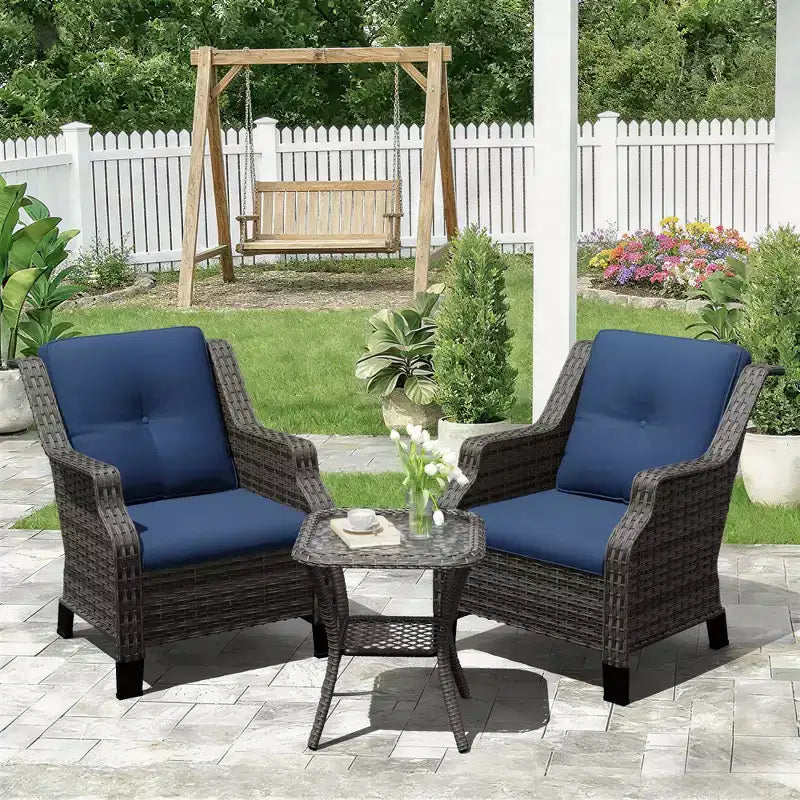 UPTIOT Premium Outdoor Lounge Set with Rotating Chairs and Coffee Table