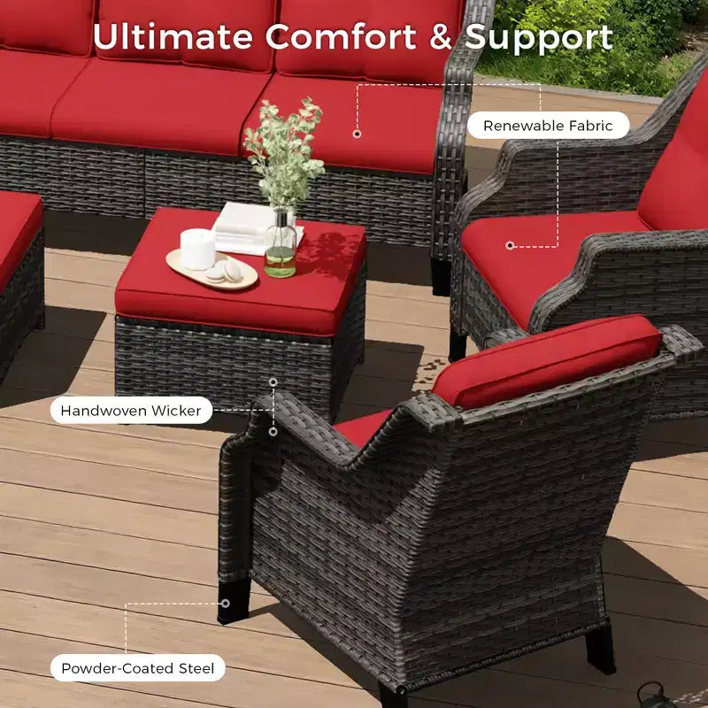 UPTIOT Premium Outdoor Lounge Set with Rotating Chairs and Coffee Table
