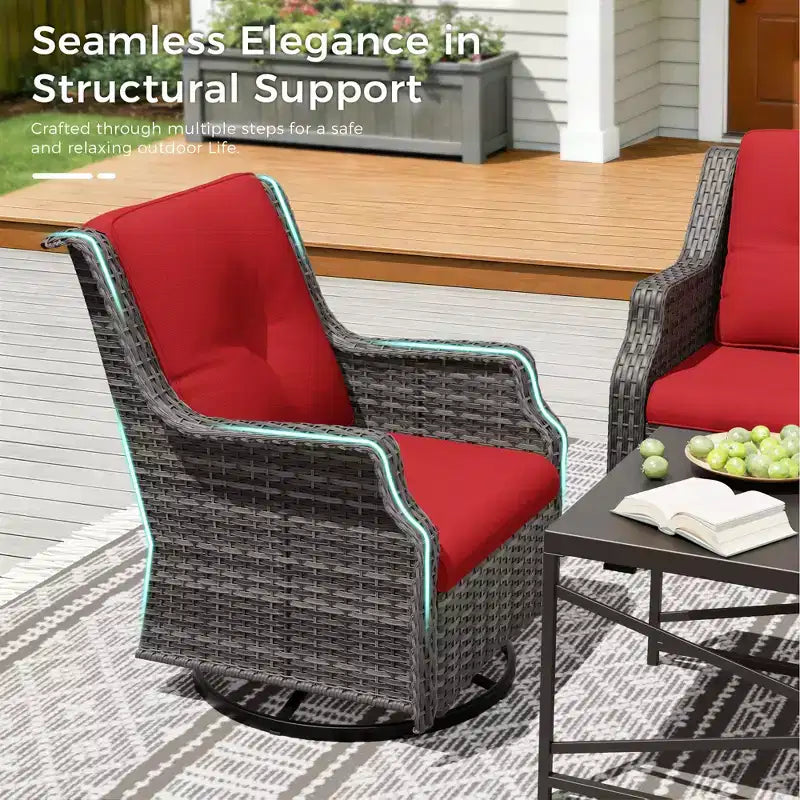 UPTIOT Premium Outdoor Lounge Set with Rotating Chairs and Coffee Table
