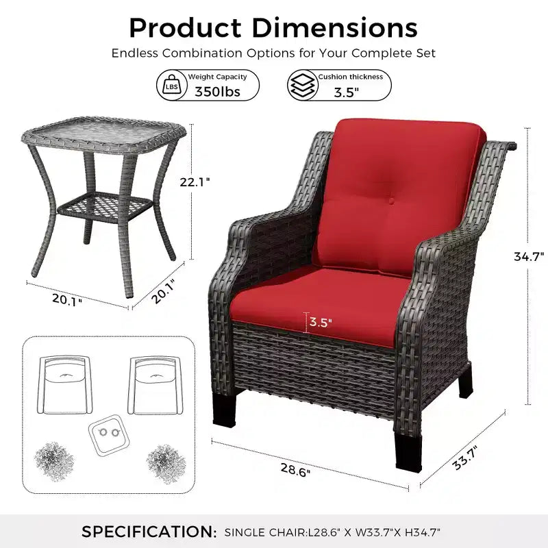 UPTIOT Premium Outdoor Lounge Set with Rotating Chairs and Coffee Table
