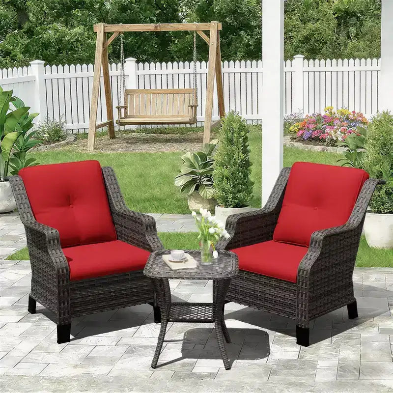 UPTIOT Premium Outdoor Lounge Set with Rotating Chairs and Coffee Table