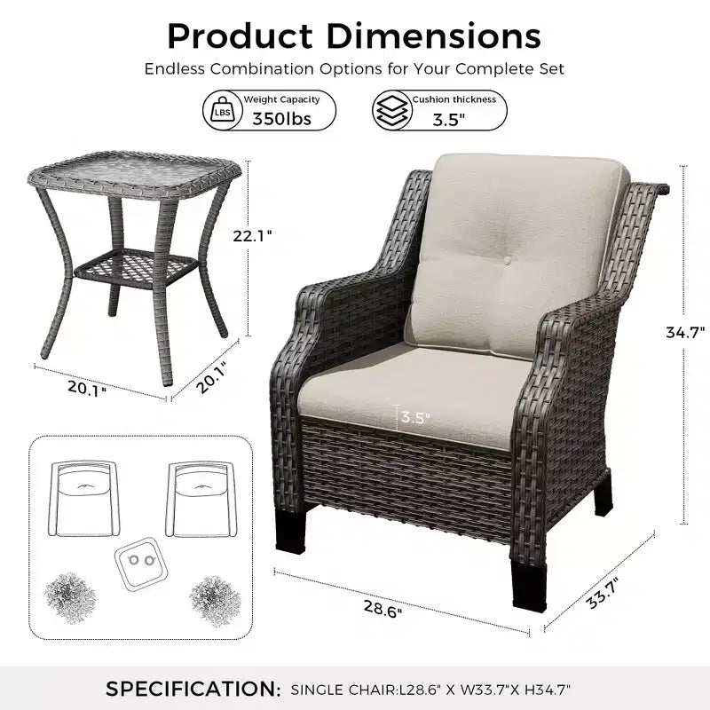 UPTIOT Premium Outdoor Lounge Set with Rotating Chairs and Coffee Table