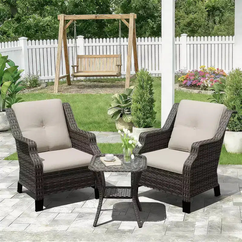 UPTIOT Premium Outdoor Lounge Set with Rotating Chairs and Coffee Table